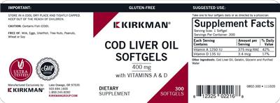 Cod Liver Softgels 400 mg with Vitamins A & D