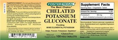 Photo of the Foster Regal Chelated Potassium Gluconate label