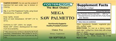 Photo of the Foster Regal Mega Saw Palmetto label