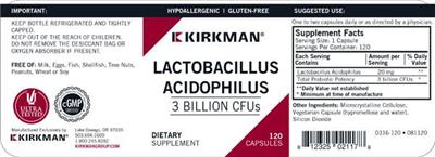 Label of Lactobacillus Acidophilus