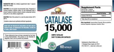 Photo of the Rise-N-Shine Catalase 15,000 label