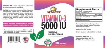 Photo of the Rise-N-Shine Vitamin D-3 5000 IU label