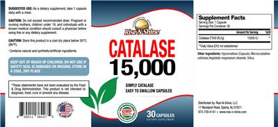 Photo of the Rise-N-Shine Catalase 15,000 label