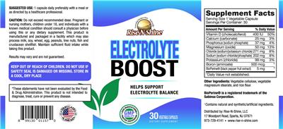 Photo of the Rise-N-Shine Electrolyte Boost label