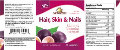 Photo of the Rise-N-Shine Hair, Skin & Nails Gummies label