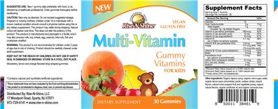 Photo of the Rise-N-Shine Multi-Vitamin Gummy Vitamins for Kids label