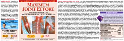 Photo of the ProCaps Laboratories Maximum Joint Effort label