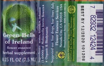 Photo of the Flower Essence Services Green Bells Of Ireland Flower Essence label