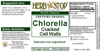Photo of the Herb Stop Chlorella Cracked Cell Walls label