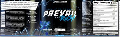 Photo of the Cutler Nutrition Prevail Rush Blue Razz label