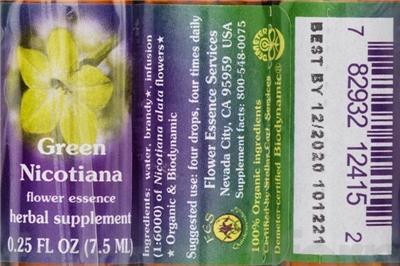 Photo of the Flower Essence Services Green Nicotiana Flower Essence label