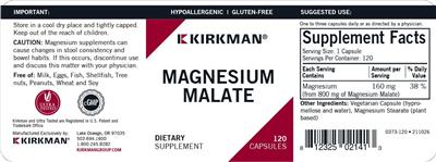 Photo of the Kirkman Magnesium Malate label