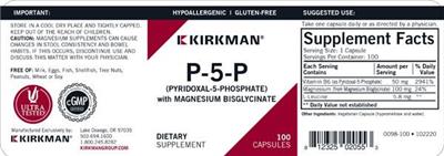 Photo of the Kirkman P-5-P (Pyridoxal-5-Phosphate) with Magnesium Bisglycinate label