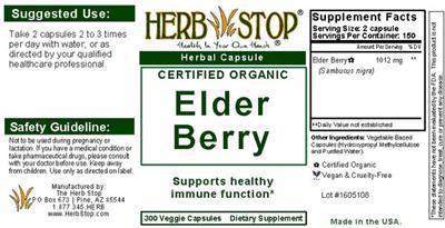 Photo of the Herb Stop Elder Berry label