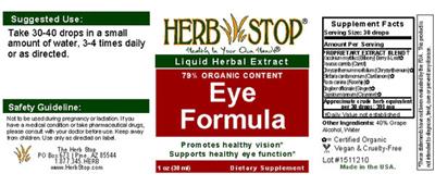 Photo of the Herb Stop Eye Formula label