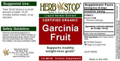 Photo of the Herb Stop Garcinia Fruit label