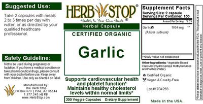 Photo of the Herb Stop Garlic label