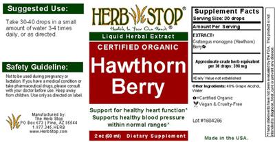 Photo of the Herb Stop Hawthorn Berry label