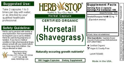 Photo of the Herb Stop Horsetail (Shavegrass) label