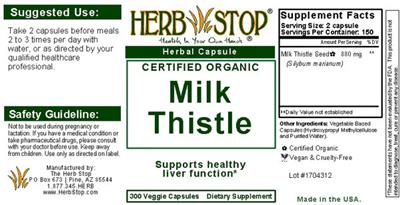 Photo of the Herb Stop Milk Thistle label