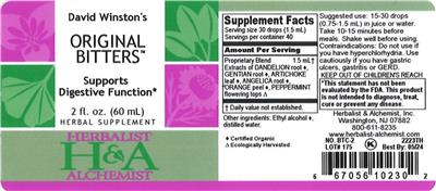 Photo of the Herbalist & Alchemist David Winston's Original Bitters label