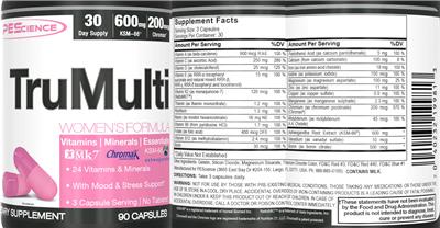 Photo of the PEScience TruMulti Women's Formula label