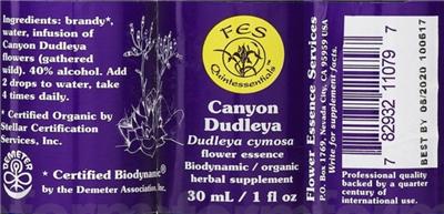 Photo of the Flower Essence Services Canyon Dudleya label
