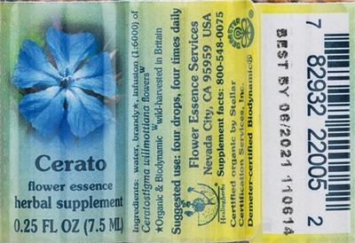 Photo of the Flower Essence Services Cerato Flower Essence label