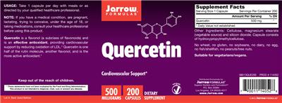 Photo of the Jarrow Formulas Quercetin 500 mg label