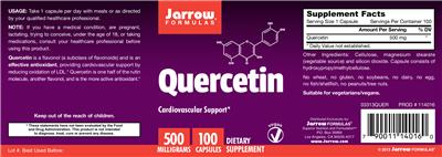 Photo of the Jarrow Formulas Quercetin 500 mg label