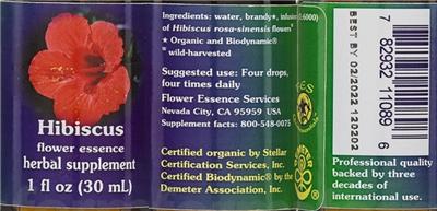 Photo of the Flower Essence Services Hibiscus Flower Essence label