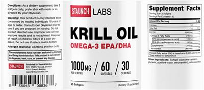 Photo of the Staunch Labs Krill Oil 1000 mg label