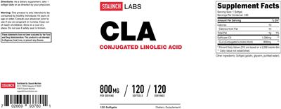 Photo of the Staunch Labs CLA 800 mg label