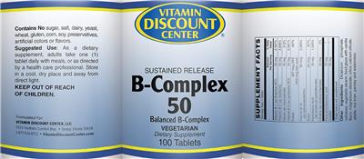 Photo of the Vitamin Discount Center B-Complex 50 label