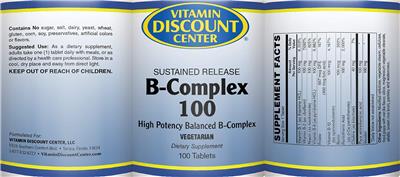 Photo of the Vitamin Discount Center B-Complex 100 label