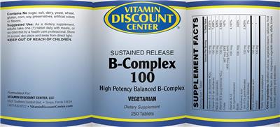 Photo of the Vitamin Discount Center B-Complex 100 label