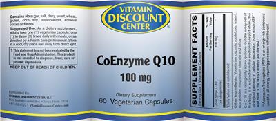 Photo of the Vitamin Discount Center CoEnzyme Q10 100 mg label
