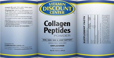 Photo of the Vitamin Discount Center Collagen Peptides Powder Unflavored label