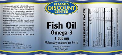Photo of the Vitamin Discount Center Fish Oil Omega-3 1,000 mg label