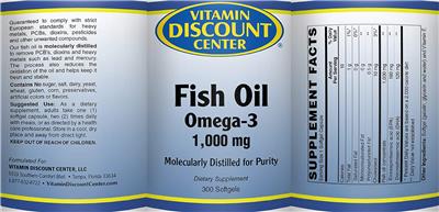 Photo of the Vitamin Discount Center Fish Oil Omega-3 1,000 mg label