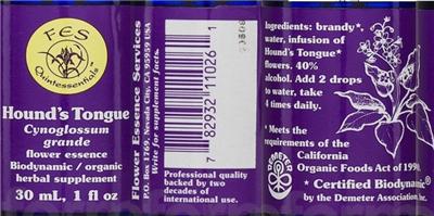 Photo of the Flower Essence Services Hound's Tongue label