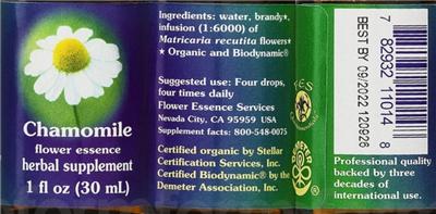 Photo of the Flower Essence Services Chamomile Flower Essence label