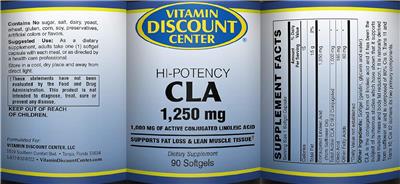 Photo of the Vitamin Discount Center CLA 1,250 mg label