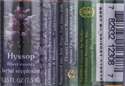 Photo of the Flower Essence Services Hyssop Flower Essence label