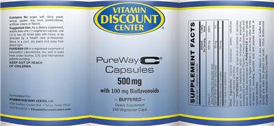 Photo of the Vitamin Discount Center PureWay-C Capsules 500 mg label