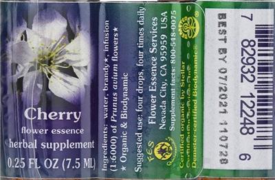Photo of the Flower Essence Services Cherry Flower Essence label