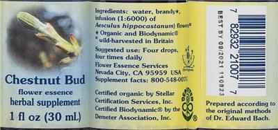 Photo of the Flower Essence Services Chestnut Bud Flower Essence label