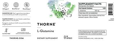 Photo of the Thorne L-Glutamine label