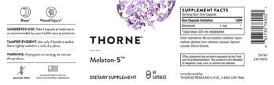 Photo of the Thorne Melaton-5 label