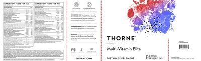 Product label for Multi-Vitamin Elite - P.M.